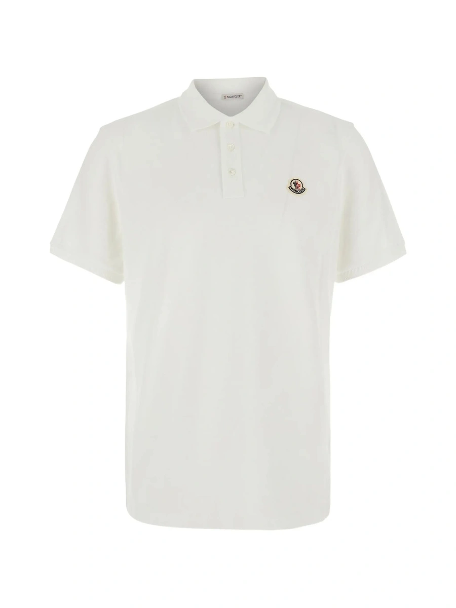 Tricou polo Moncler alb din bumbac - Img 6