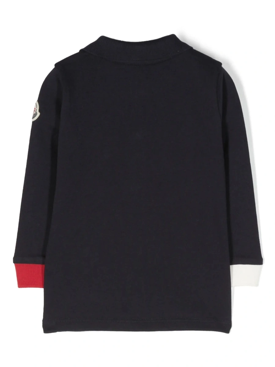 Tricou polo Moncler albastru din bumbac - Img 4