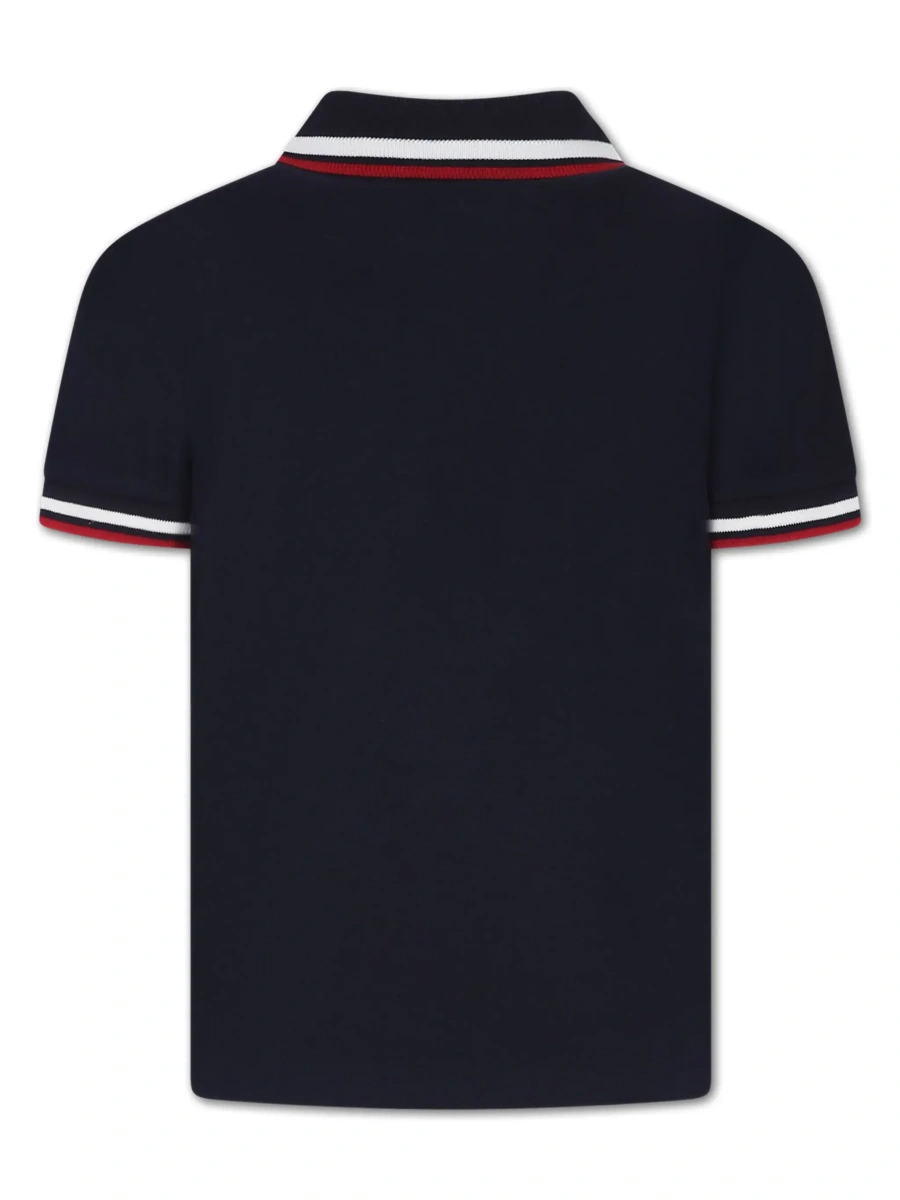 Tricou polo Moncler albastru din bumbac - Img 4