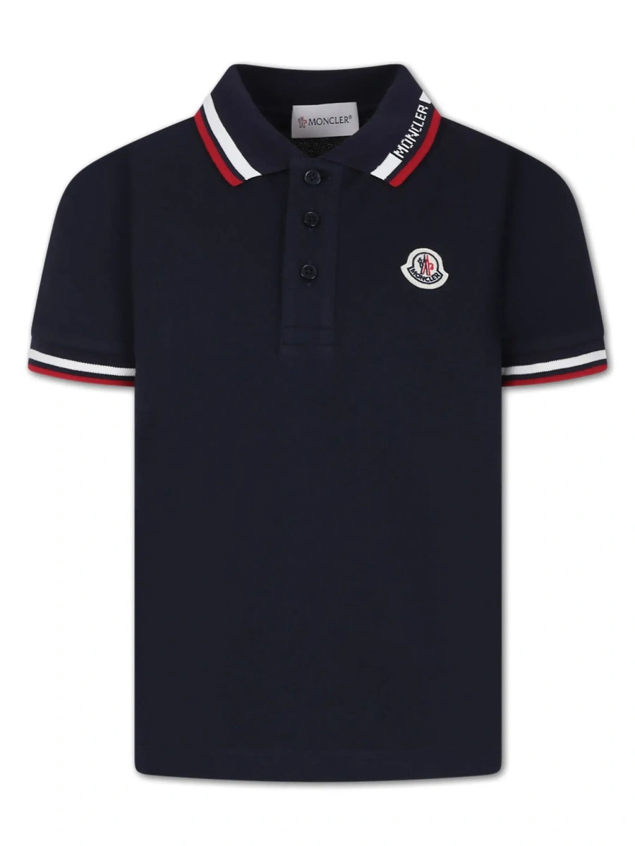 Tricou polo Moncler albastru din bumbac - Img 6