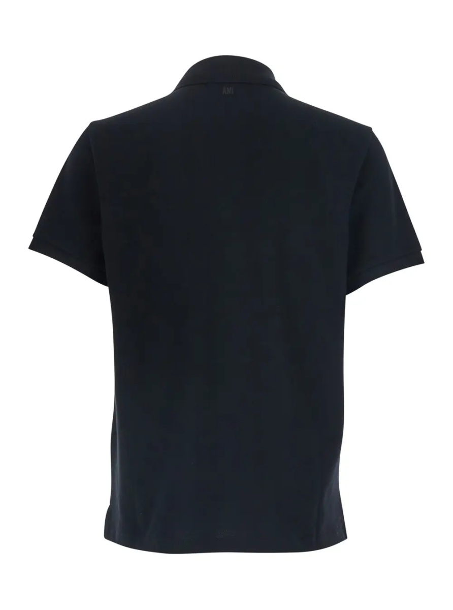 Tricou Polo Polo Shirt with AMI DE COEUR logo embroidered on the front in Black Cotton for Men - Img 2