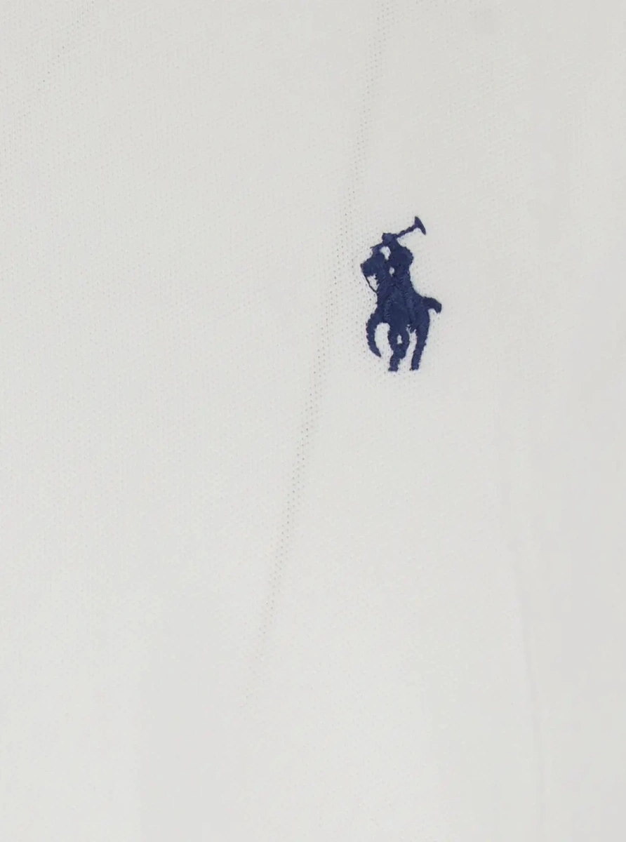 Tricou polo Ralph Lauren alb din bumbac 'Custom Fit' - Img 3