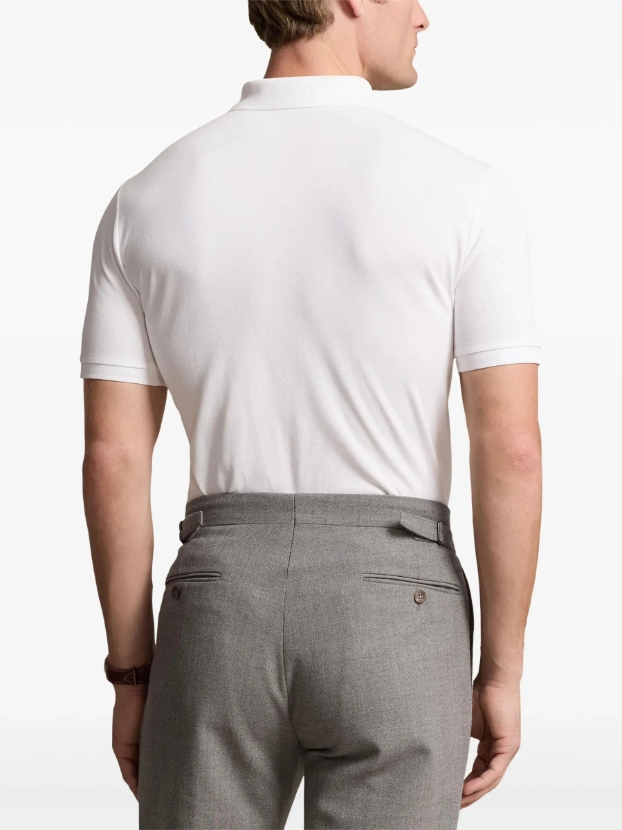 Tricou polo Ralph Lauren alb din bumbac 'Custom Fit' - Img 6