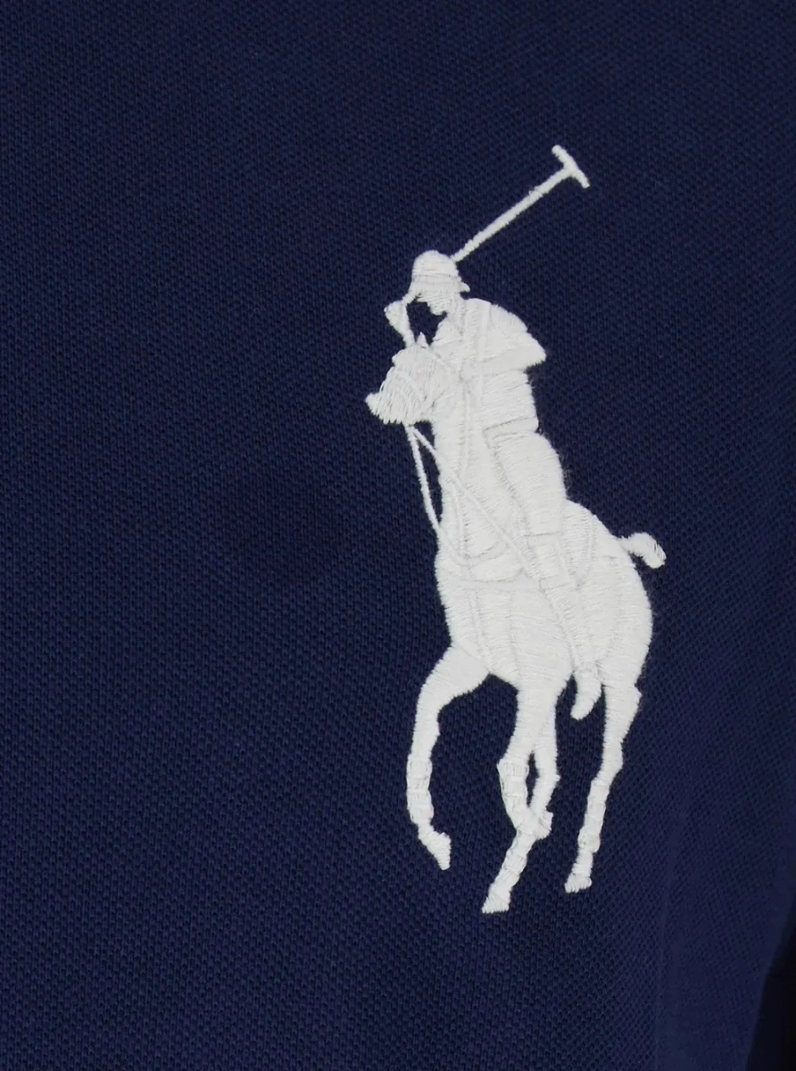Tricou polo Ralph Lauren albastru din bumbac 'Custom Fit' - Img 3