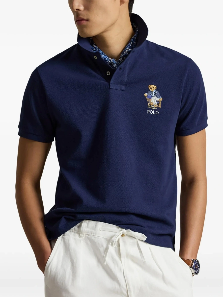 Tricou polo Ralph Lauren albastru din bumbac - Img 5