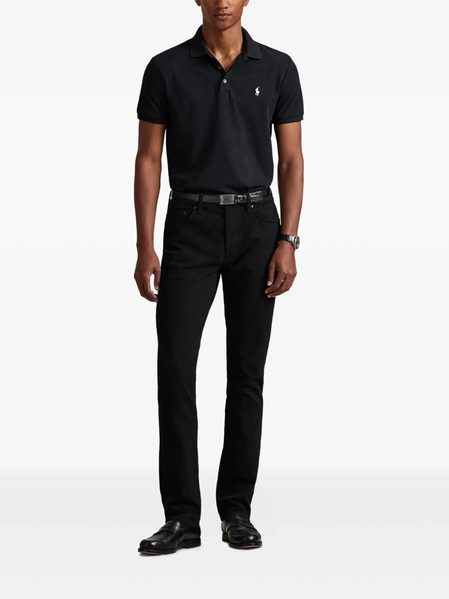 Tricou polo Ralph Lauren negru din bumbac 'Custom Fit' - Img 4