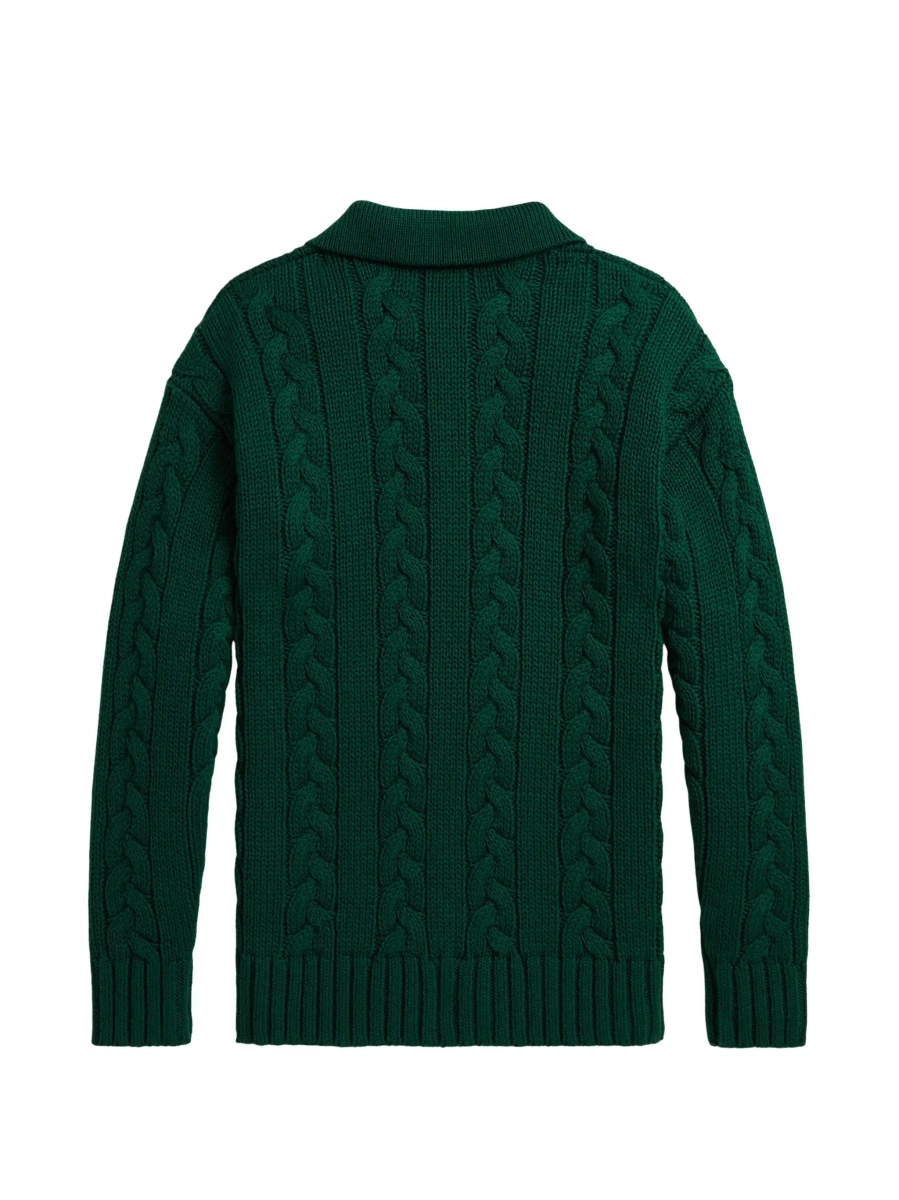 Tricou polo Ralph Lauren verde din bumbac si lana - Img 4