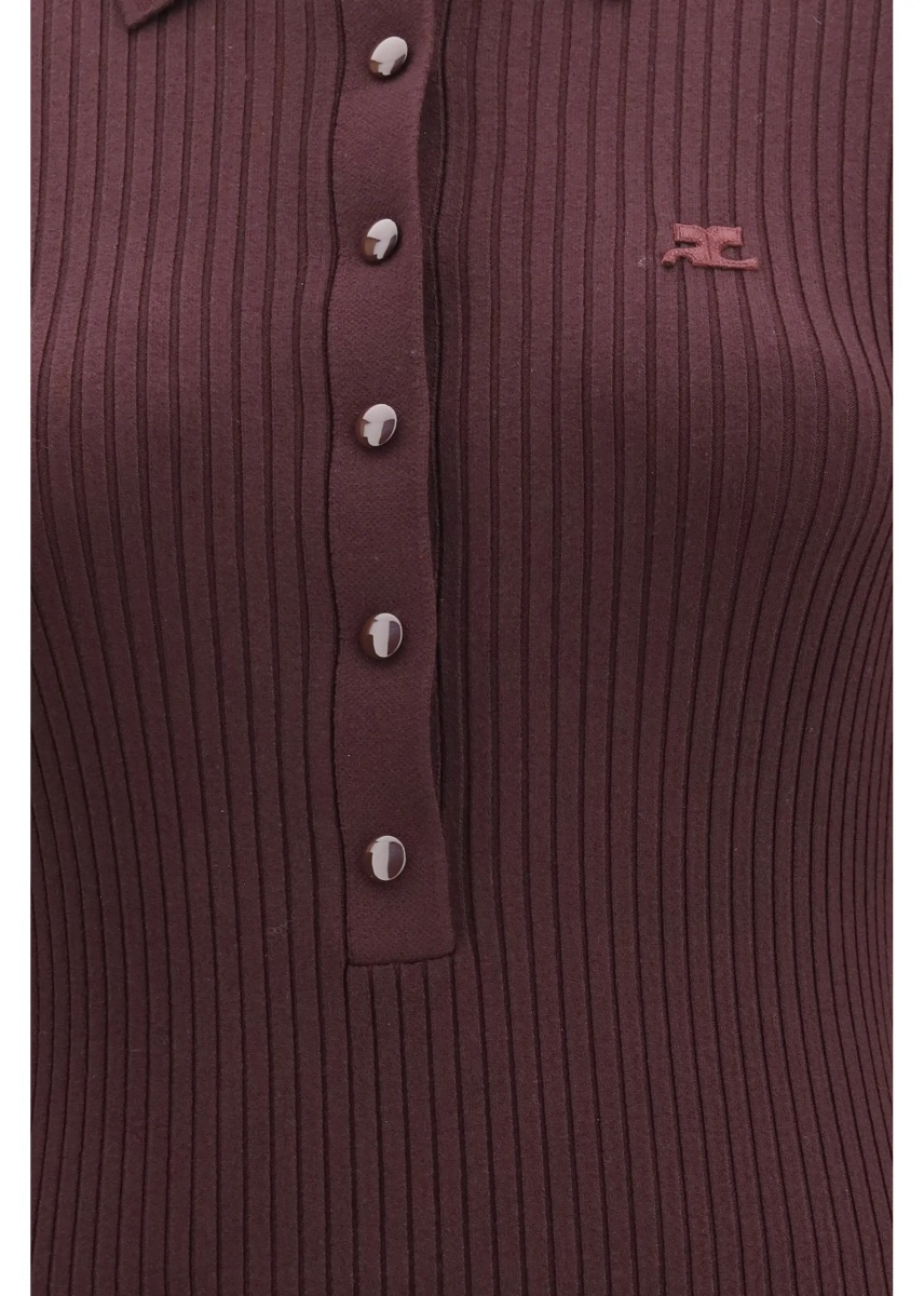 Tricou Polo Rib knit polo long Dress - Img 3