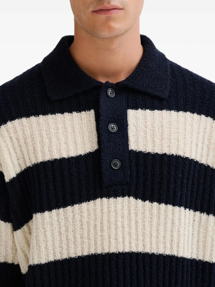 Tricou Polo Roberto Collina albastru din lana si poliamida - Img 5