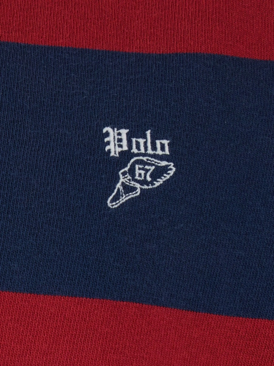 Tricou Polo "Rugby" Multicolor Polo Shirt with Logo Embroidery on the Front and All-Over Striped Motif in Cotton Man - Img 5