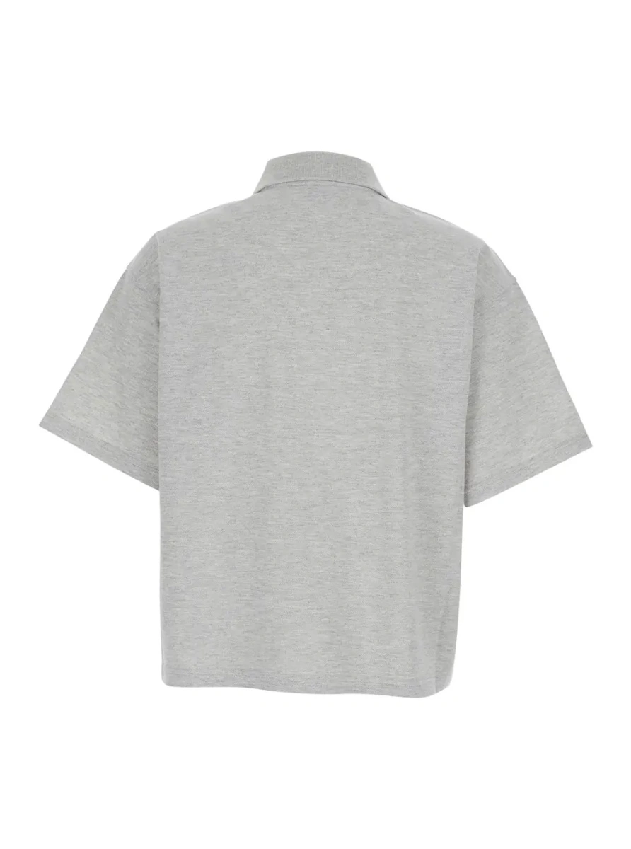 Tricou polo Saint Laurent gri din bumbac - Img 2