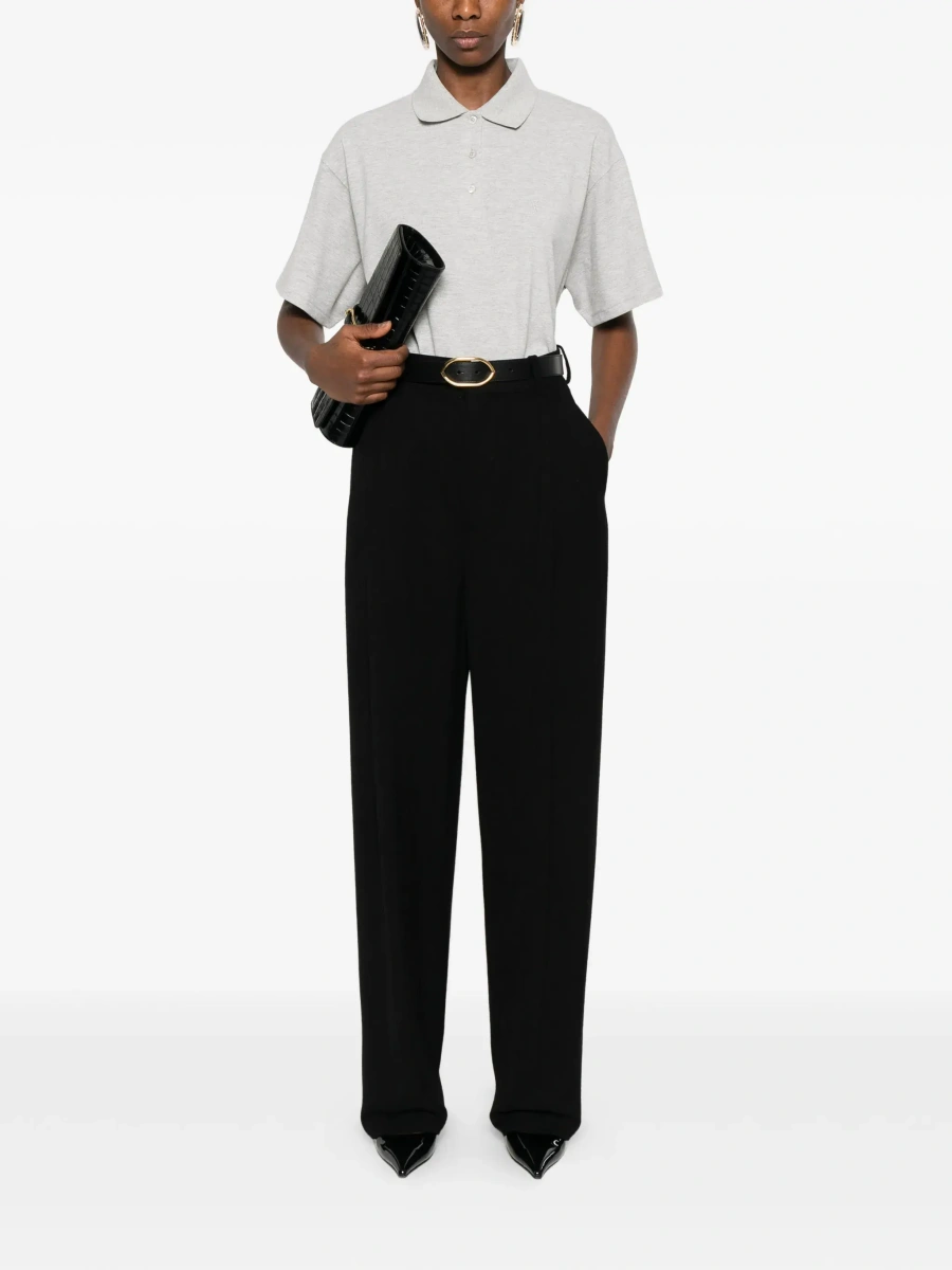 Tricou polo Saint Laurent gri din bumbac - Img 4