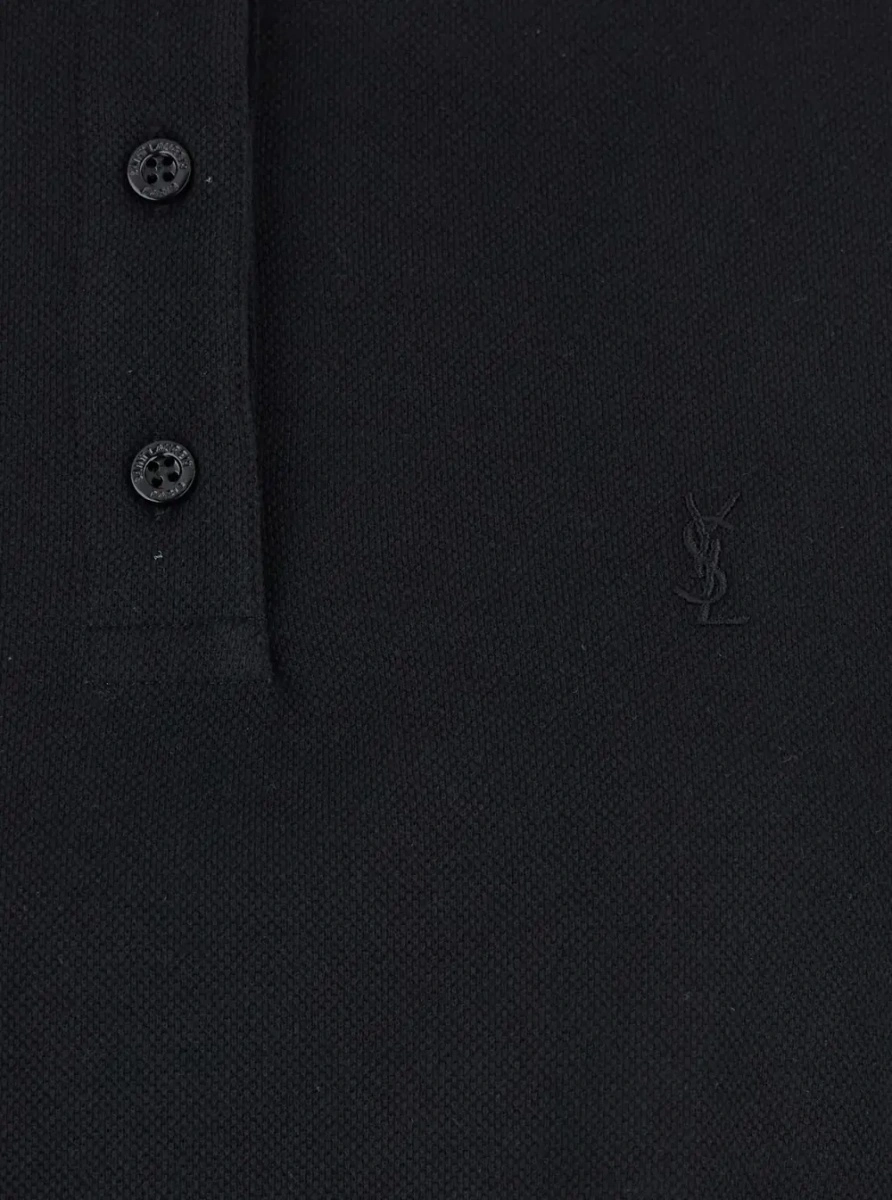 Tricou polo Saint Laurent negru din bumbac - Img 3