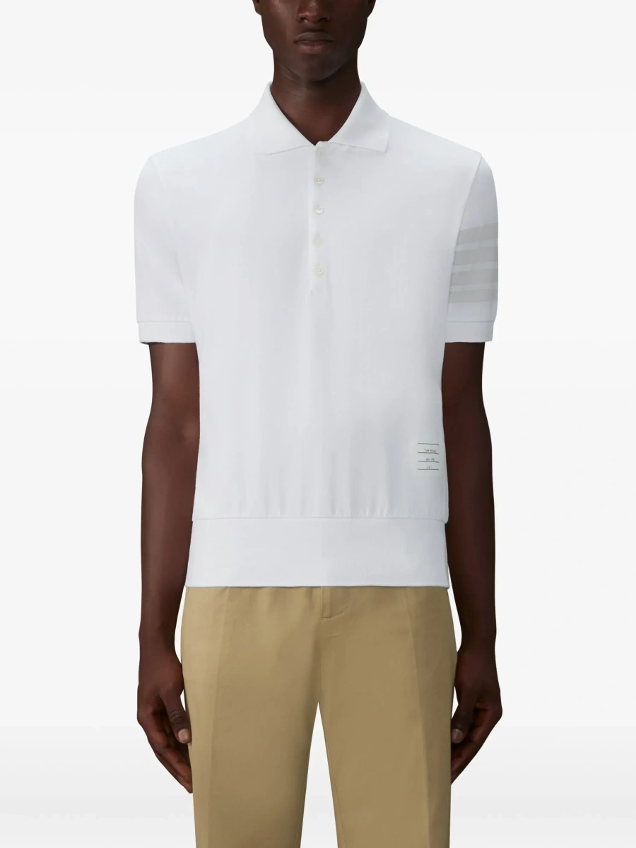 Tricou polo Thom Browne alb din bumbac - Img 5