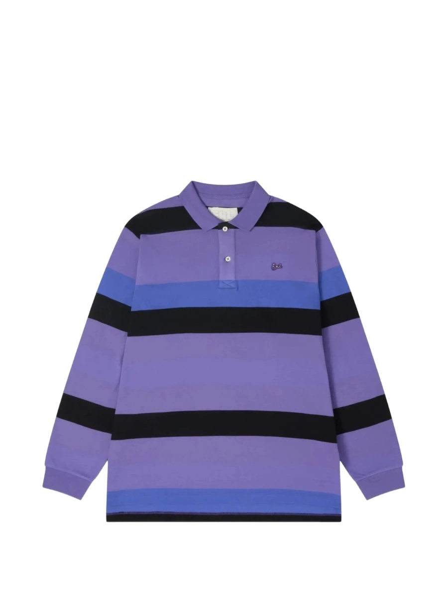 Tricou Polo UNISEX STRIPED RUGBY LONGSLEEVE KNIT with long sleeves and polo collar in Light blue Unisex - Img 6