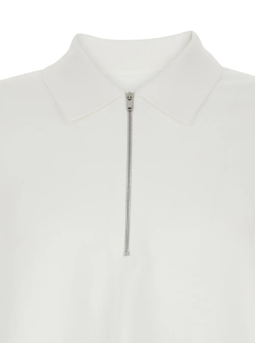 Tricou Polo White Polo with Classic Collar and Front Zip Closure in Cotton for Men - Img 3