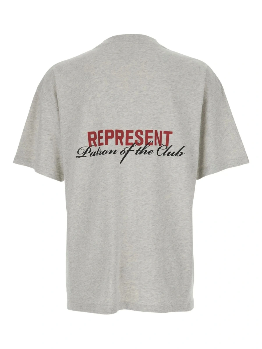 Tricou T-Shirt "Patron of the Club" Gray with Front and Back Logo Print in Men's Cotton - Img 4