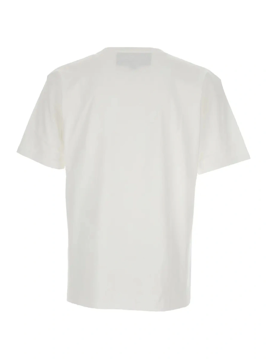 Tricou White Crewneck T-Shirt with Print on the Front in Cotton Man - Img 2
