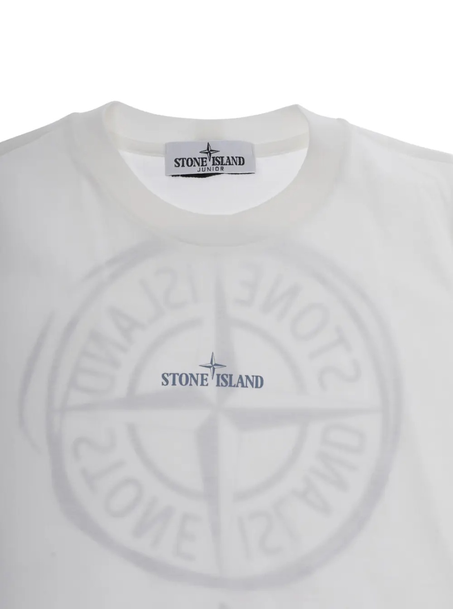 Tricou White T-Shirt 'Maxi Logo Print' Crew Neck for Kids - Img 3