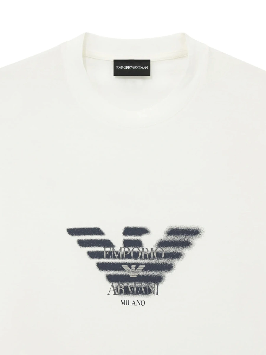 Tricou white T-shirt with printed logo on the front in cotton for men - Img 5