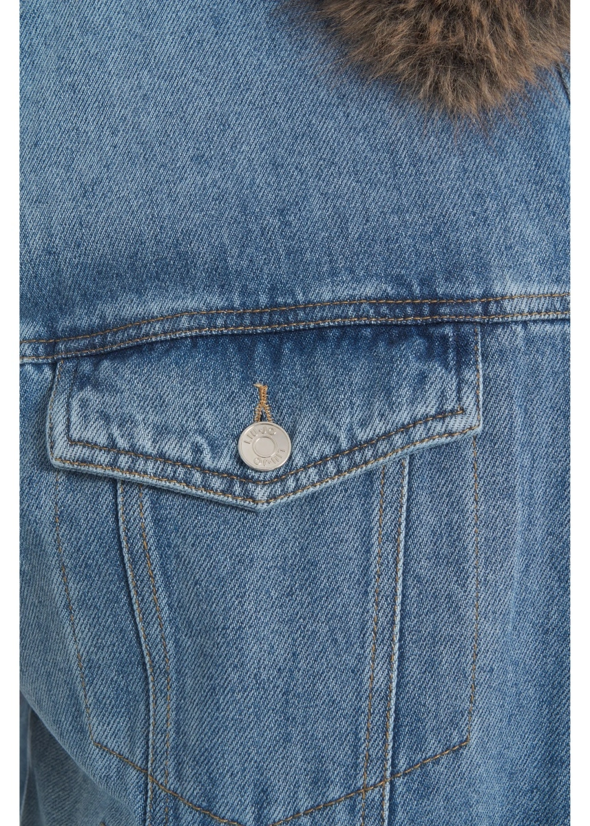 Vesta Denim gilet with faux fur collar - Img 3