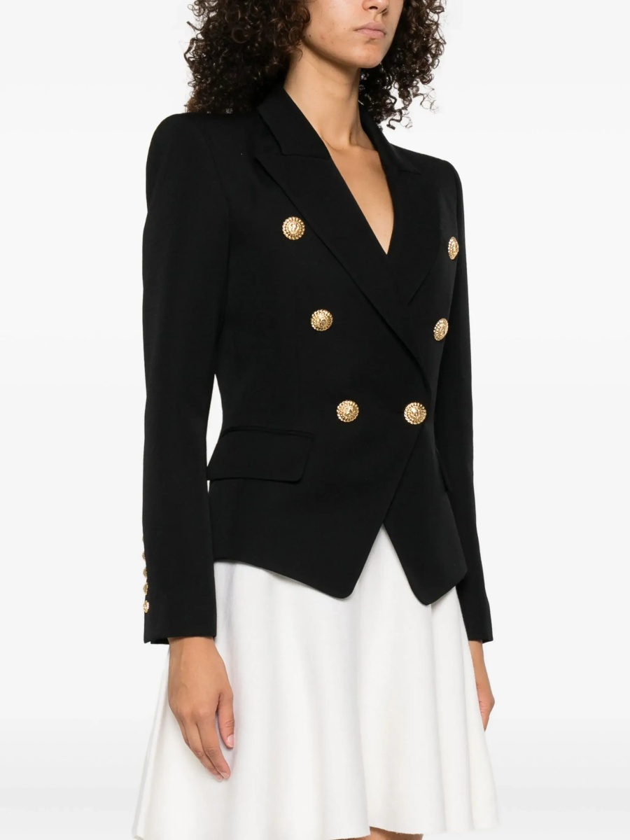 6 Buttons Fitted Grain De Poudre Jacket - Img 3