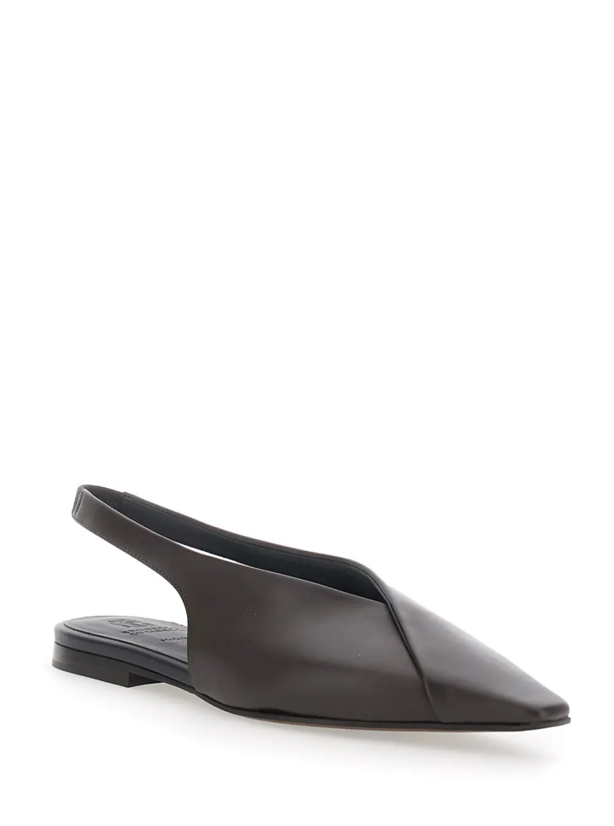Balerini Brown Slingback Ballet Shoes with Square Toe in Leather for Women - Img 2