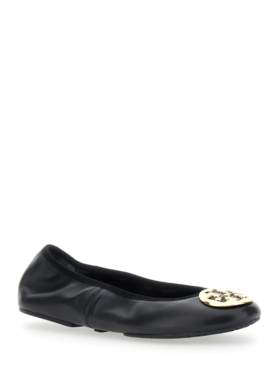 Balerini 'Tory' Black Ballet Shoes with Logo Plate on the Front in Leather for Women - Img 2