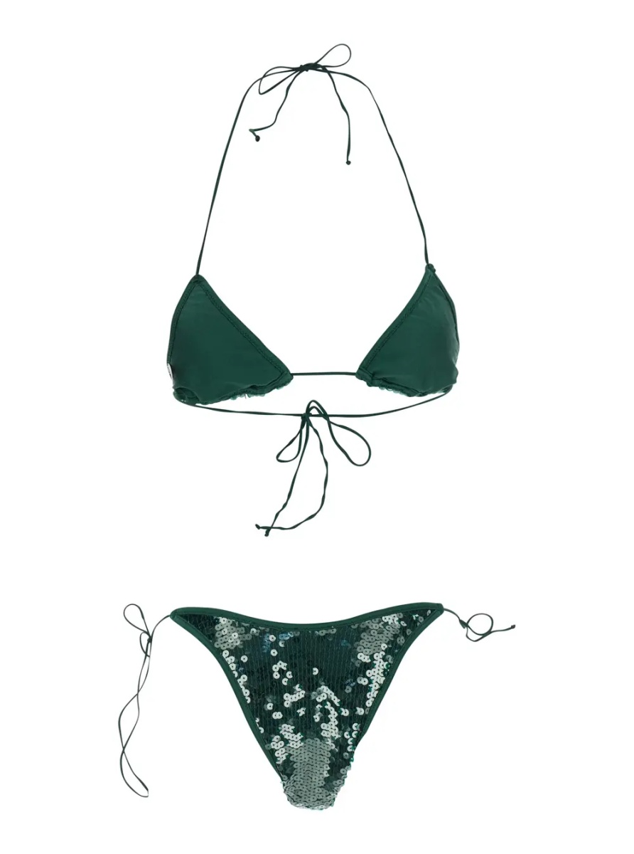Bikini 'MARYLIN' Green Bikini with Triangle Top and all-over rhinestones in Tech Fabric Women - Img 2
