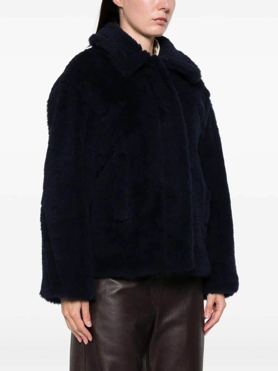 Blana Max Mara albastra din alpaca si matase - Img 3