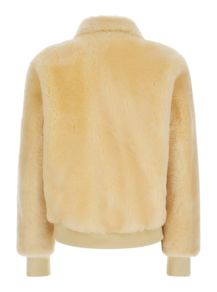 Blanuri beige Jacket with classic collar and elasticized hems in shearling for women - Img 2