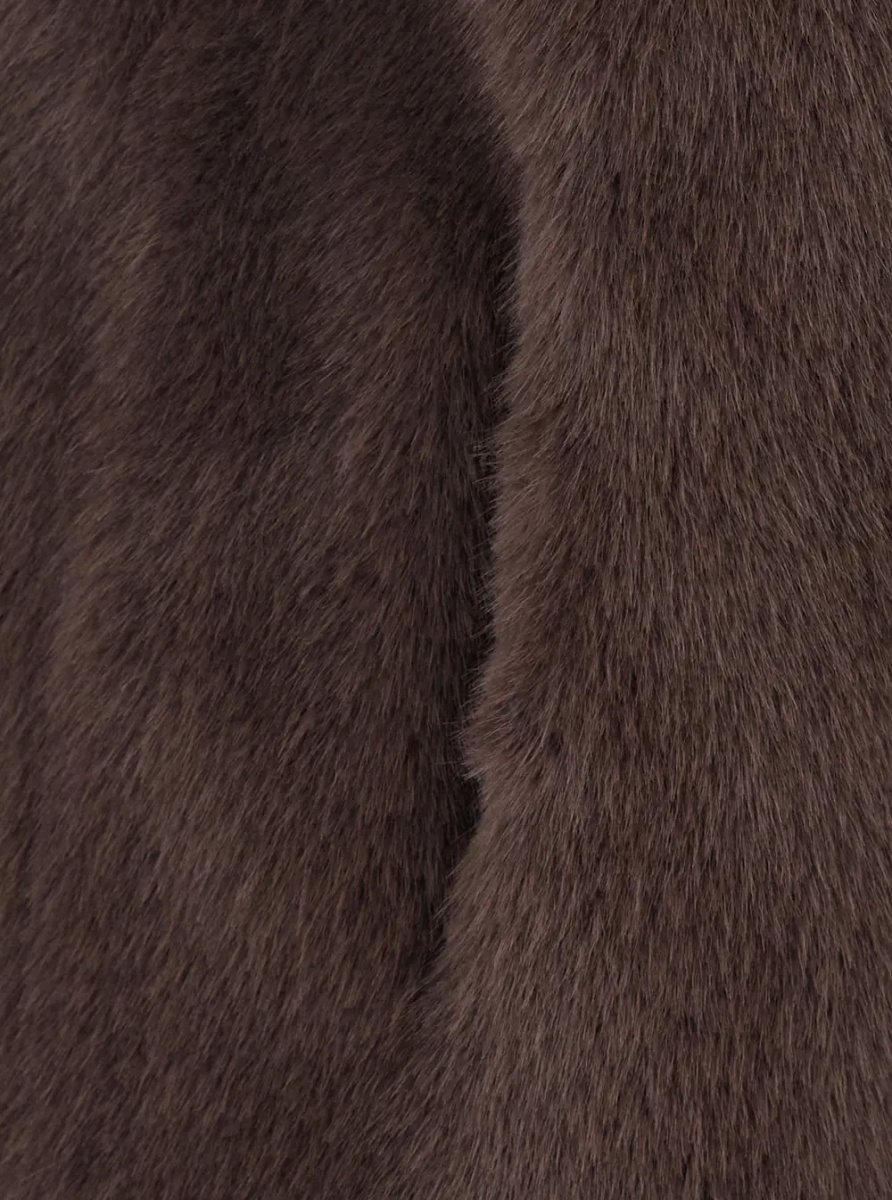 Blanuri Brown fur with round collar in Faux fur Woman - Img 3