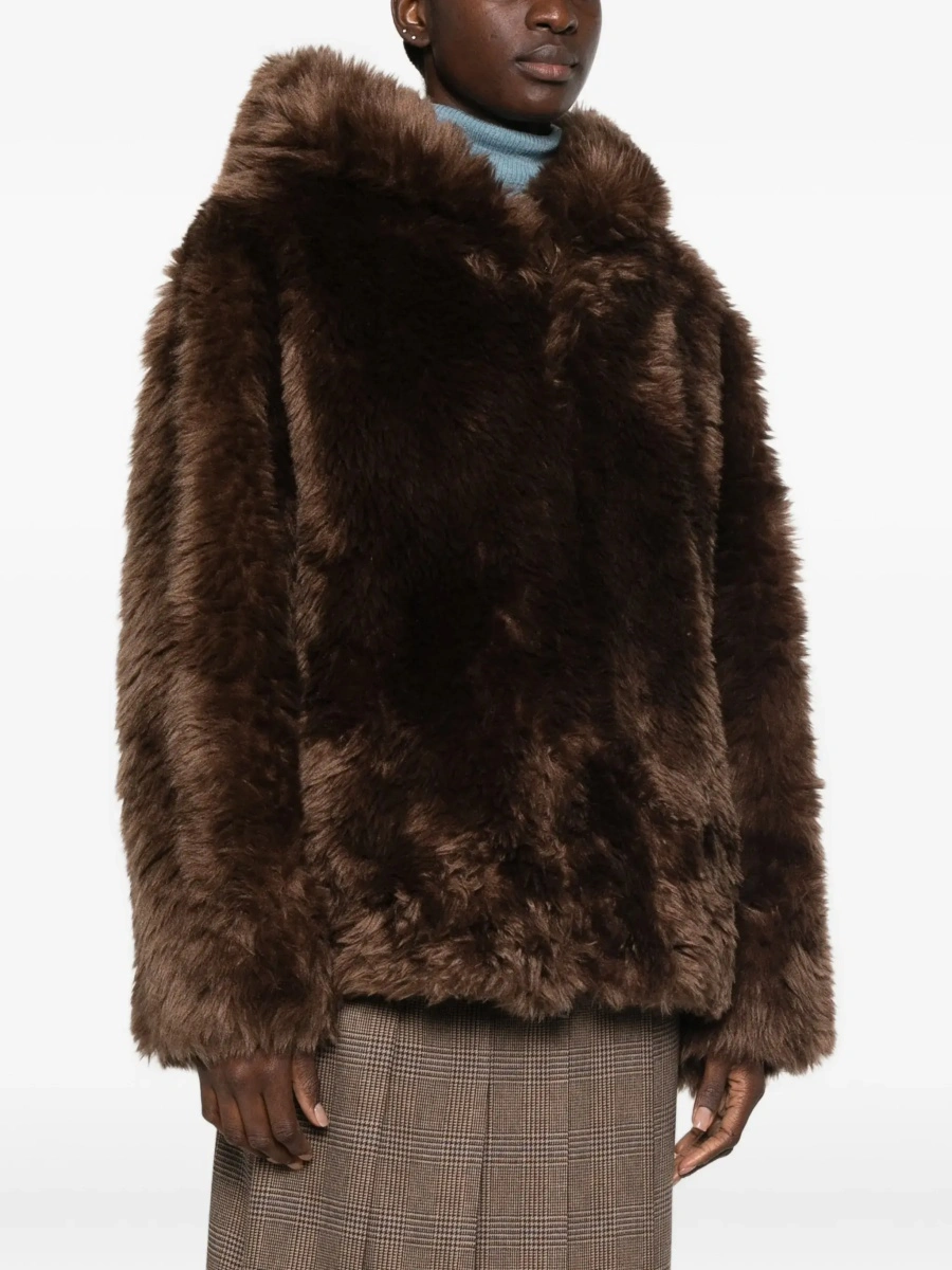 Blanuri P.A.R.O.S.H. Brown shearling jacket with hood in ecofur for women - Img 5