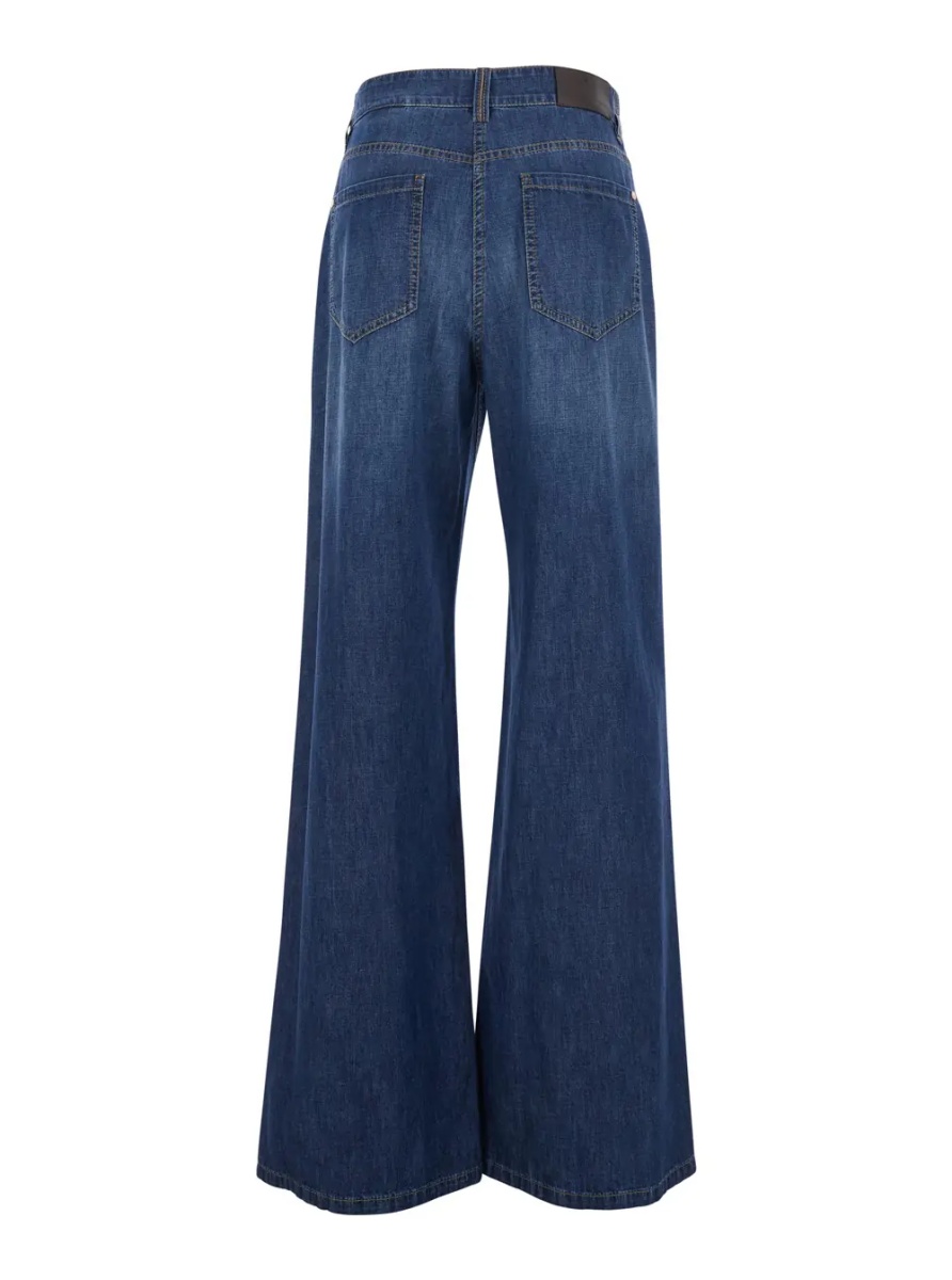 Blugi Blue five-pocket jeans with faded effect in blue denim woman - Img 2