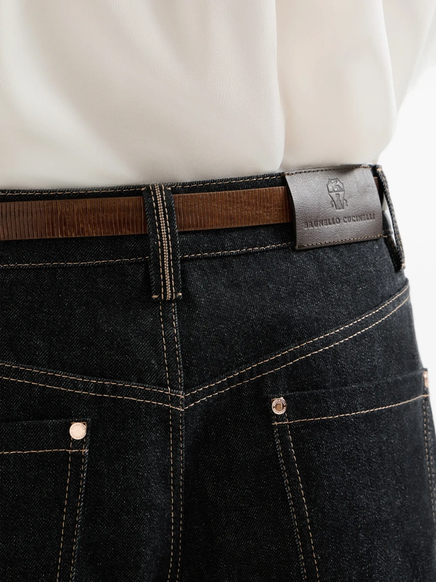 Blugi Brunello Cucinelli negri din denim - Img 8