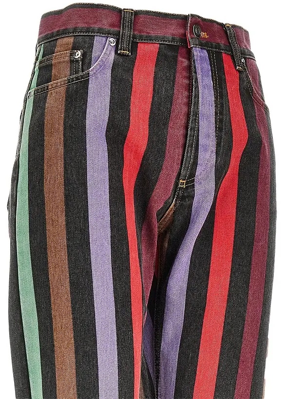Blugi Cotton denim jeans with striped motif - Img 2