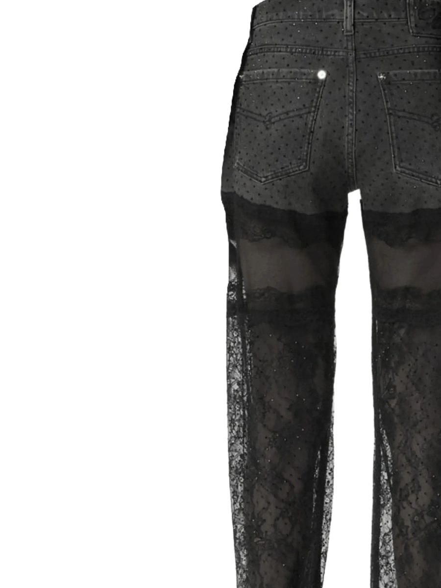 Blugi Denim Pants with Pockets and Front Closure. Cotton. Black. Woman - Img 6