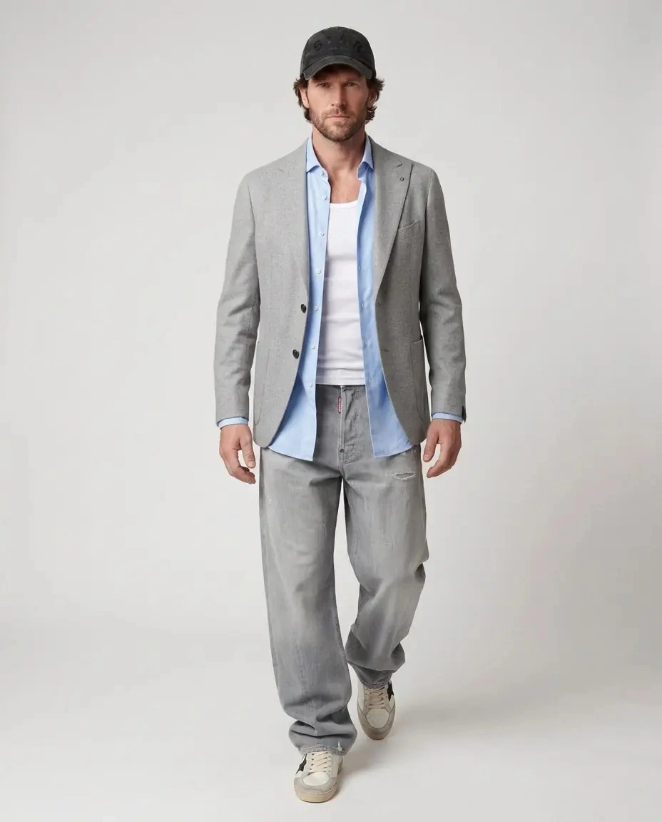Blugi drepti DSQUARED2 gri din denim - Img 3