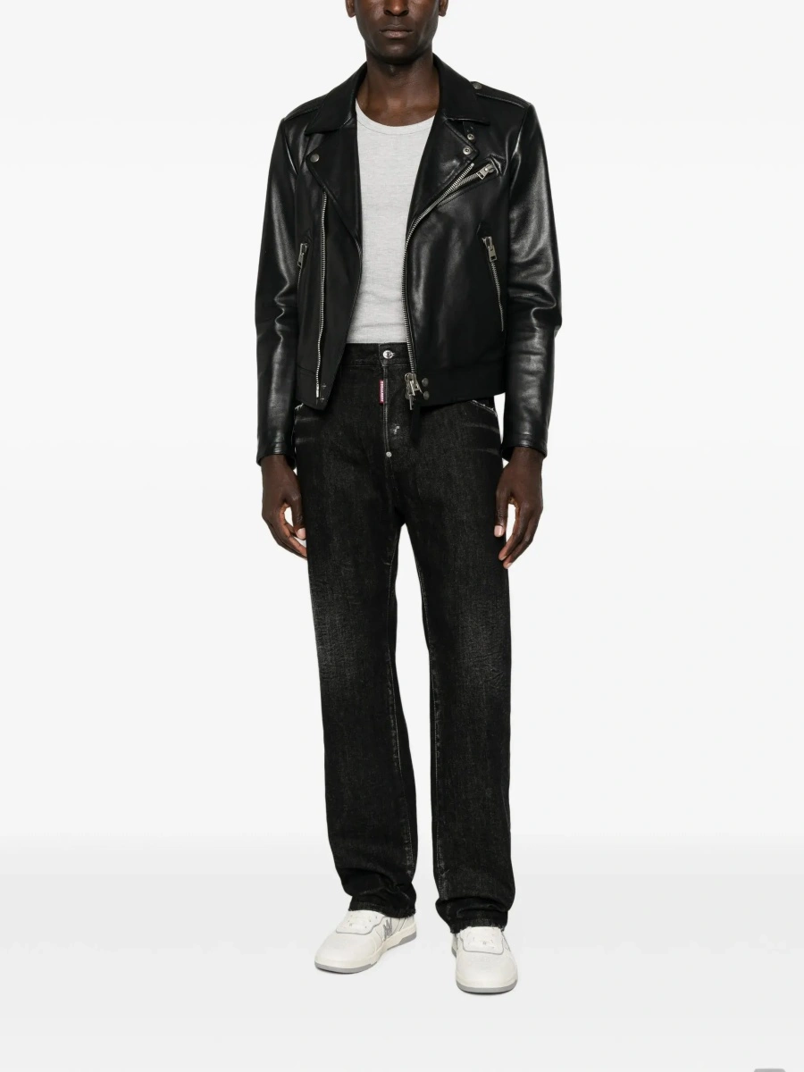 Blugi drepti DSQUARED2 negri din denim - Img 6