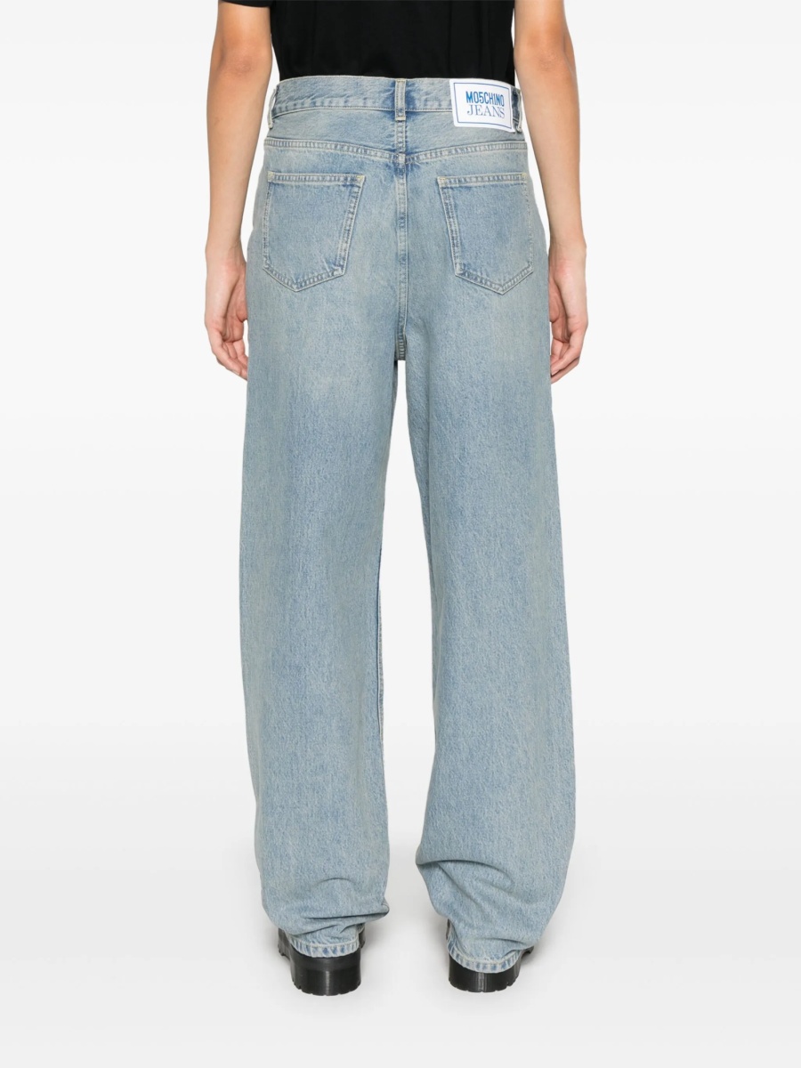 Blugi drepti MOSCHINO JEANS albastri din bumbac - Img 4
