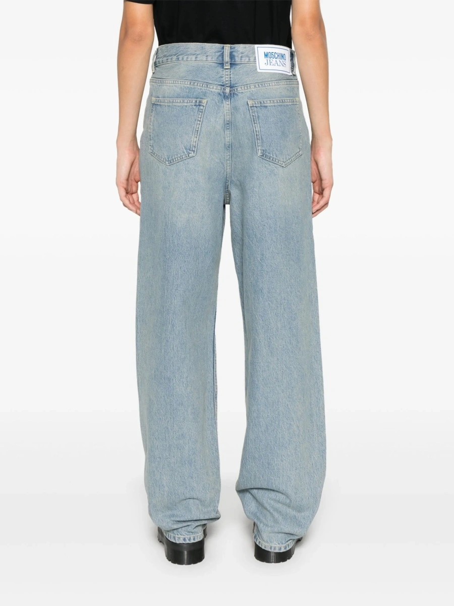 Blugi drepti MOSCHINO JEANS albastri din bumbac - Img 4