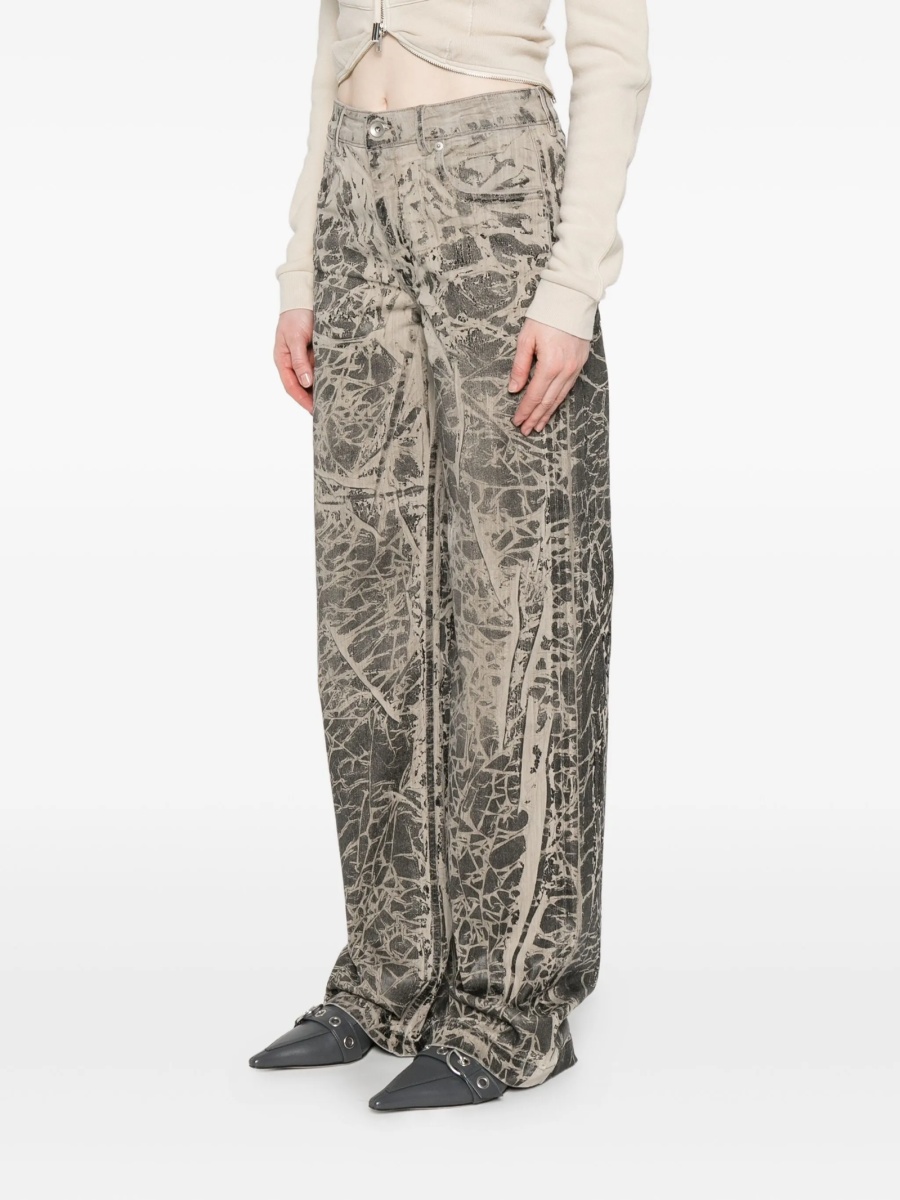 Blugi drepti Rick Owens negri din fibre de cauciuc si bumbac - Img 3