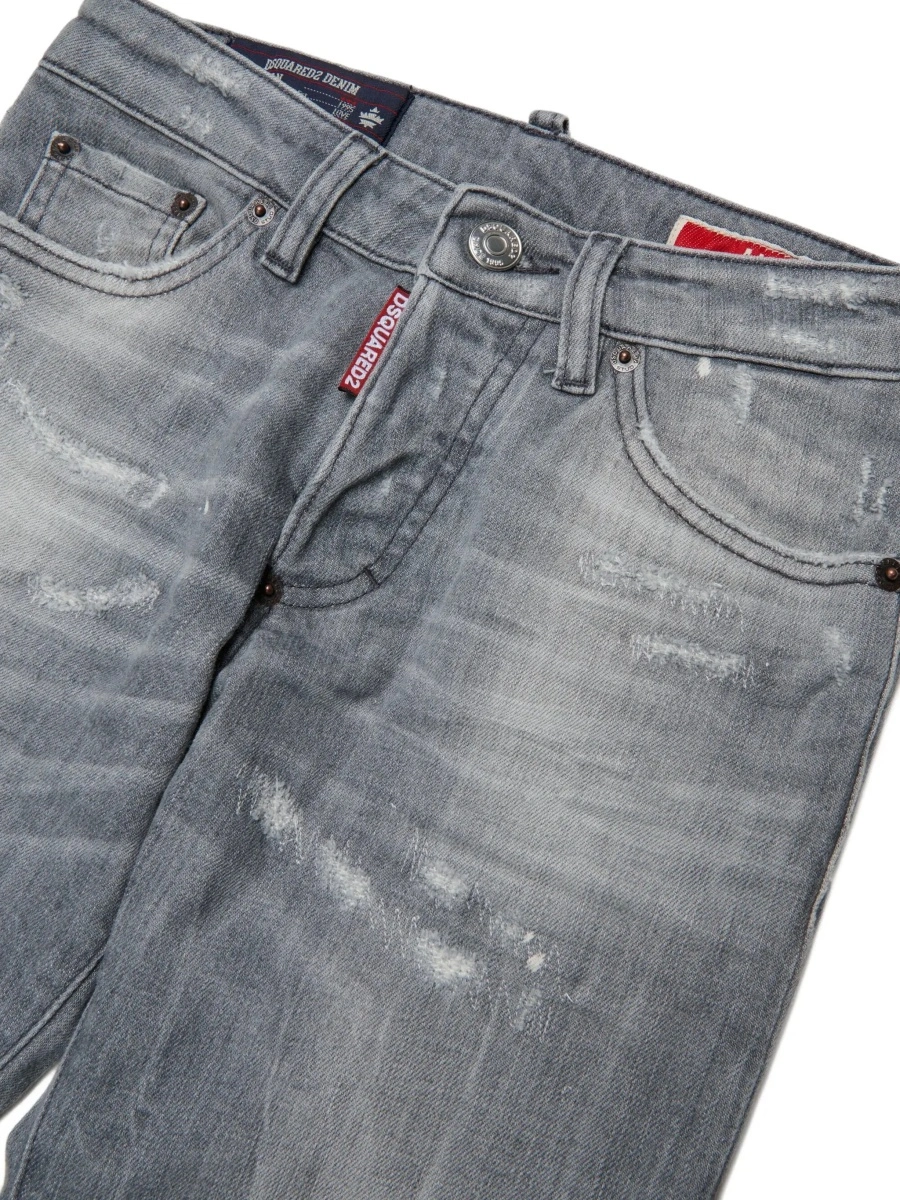 Blugi DSQUARED2 gri din denim 'American' - Img 6