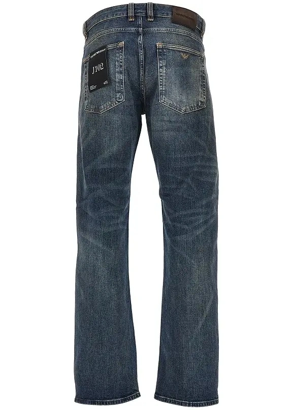 Blugi Emporio Armani albastri din denim - Img 3