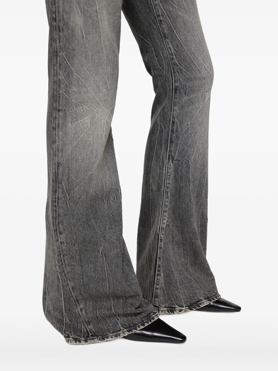 Blugi evazati Acne Studios negri din lyocell si bumbac organic - Img 4
