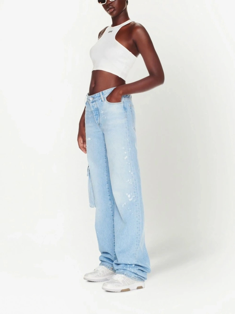 Blugi evazati Off-White albastri - Img 3