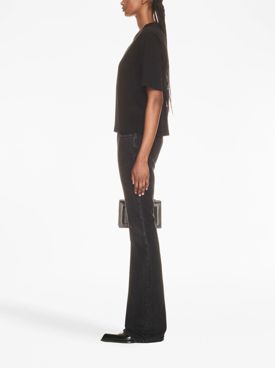 Blugi evazati Off-White negri din bumbac - Img 3