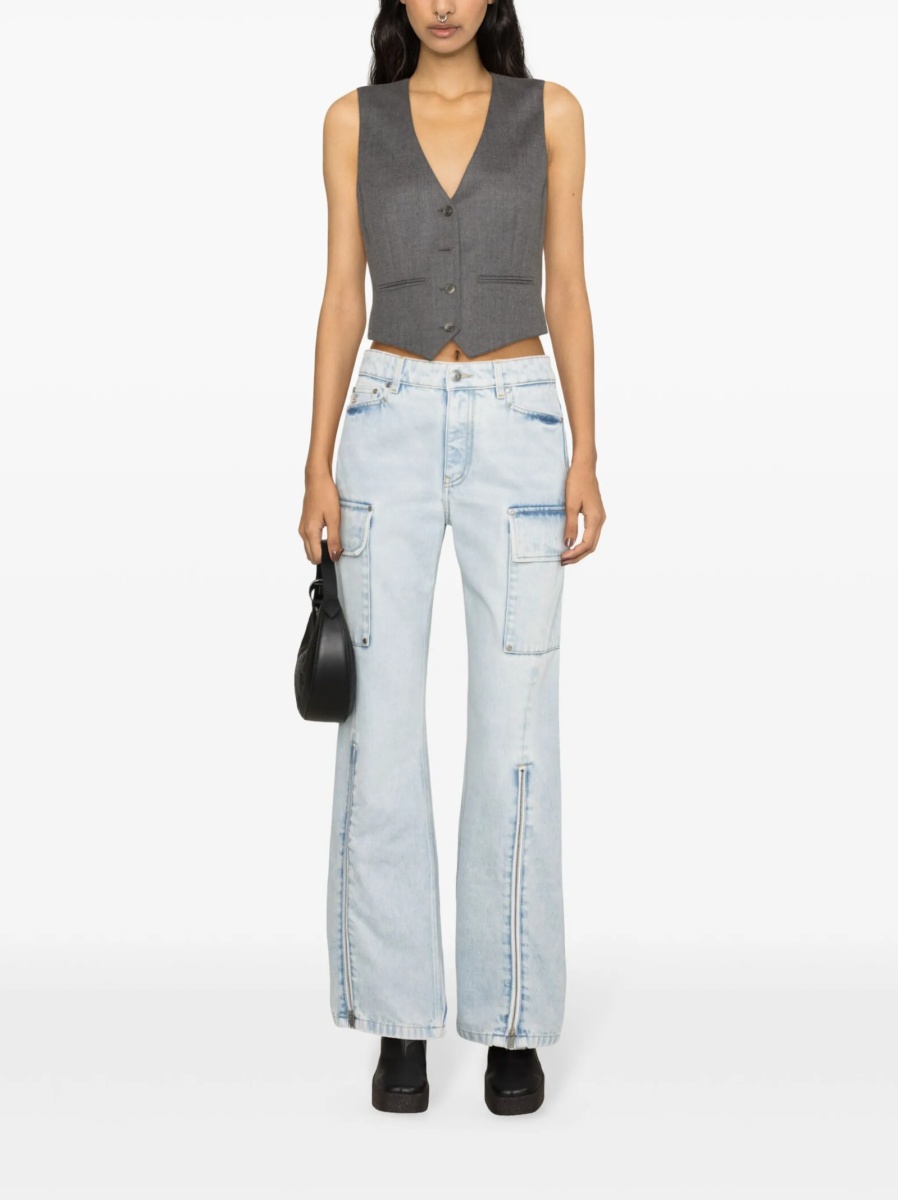Blugi evazati Stella McCartney albastri din bumbac - Img 2