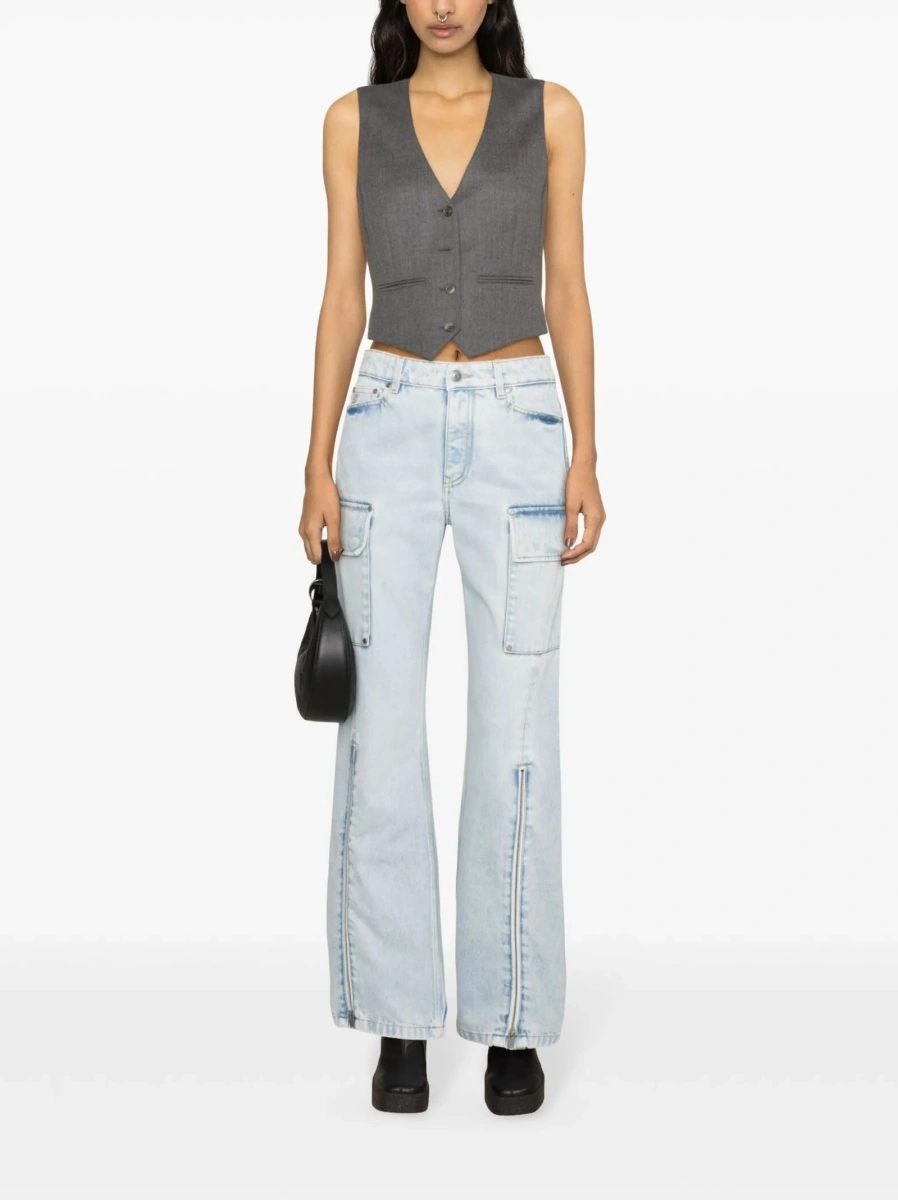 Blugi evazati Stella McCartney albastri din bumbac - Img 2