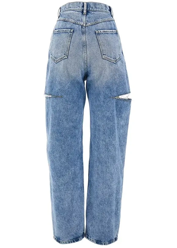 Blugi High-rise jeans with side rips - Img 3